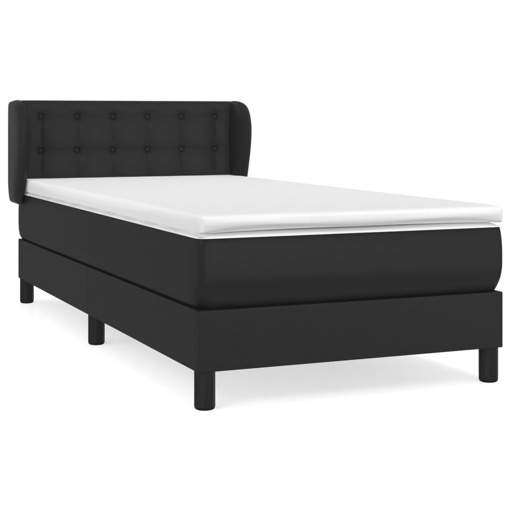 vidaXL atsperu gulta ar matraci, melna, 100x200 cm, mākslīgā āda