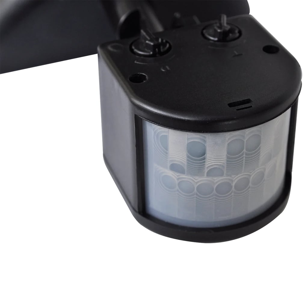 Melns LED Prožektors ar 2 Gaismām, Sensoru un Saules Paneli