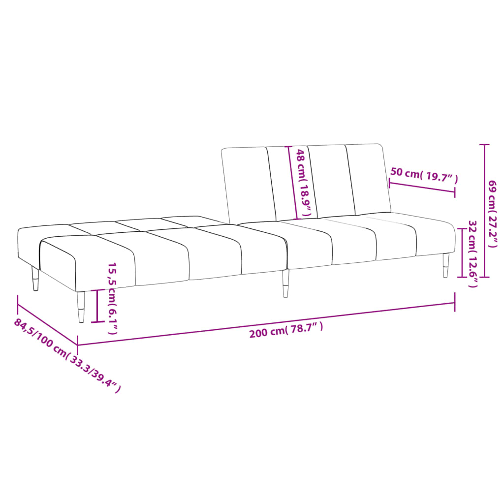 vidaXL 2-vietīga dīvāngulta, gaiši pelēks samts