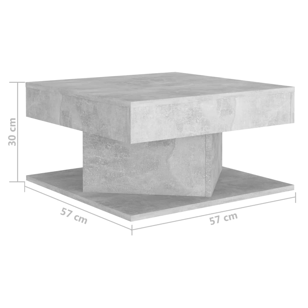 vidaXL kafijas galdiņš, betona pelēks, 57x57x30 cm, skaidu plāksne