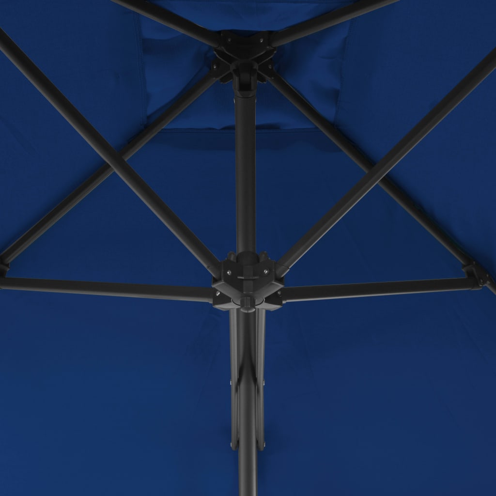 vidaXL dārza saulessargs ar tērauda kātu, 300x230 cm, zils