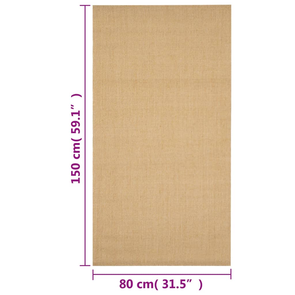 vidaXL paklājs, dabīgs sizals, 80x150 cm