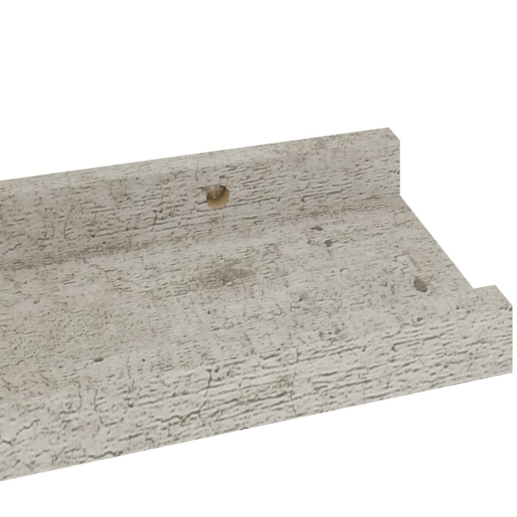 vidaXL sienas plaukti, 2 gab., betona pelēki, 40x9x3 cm