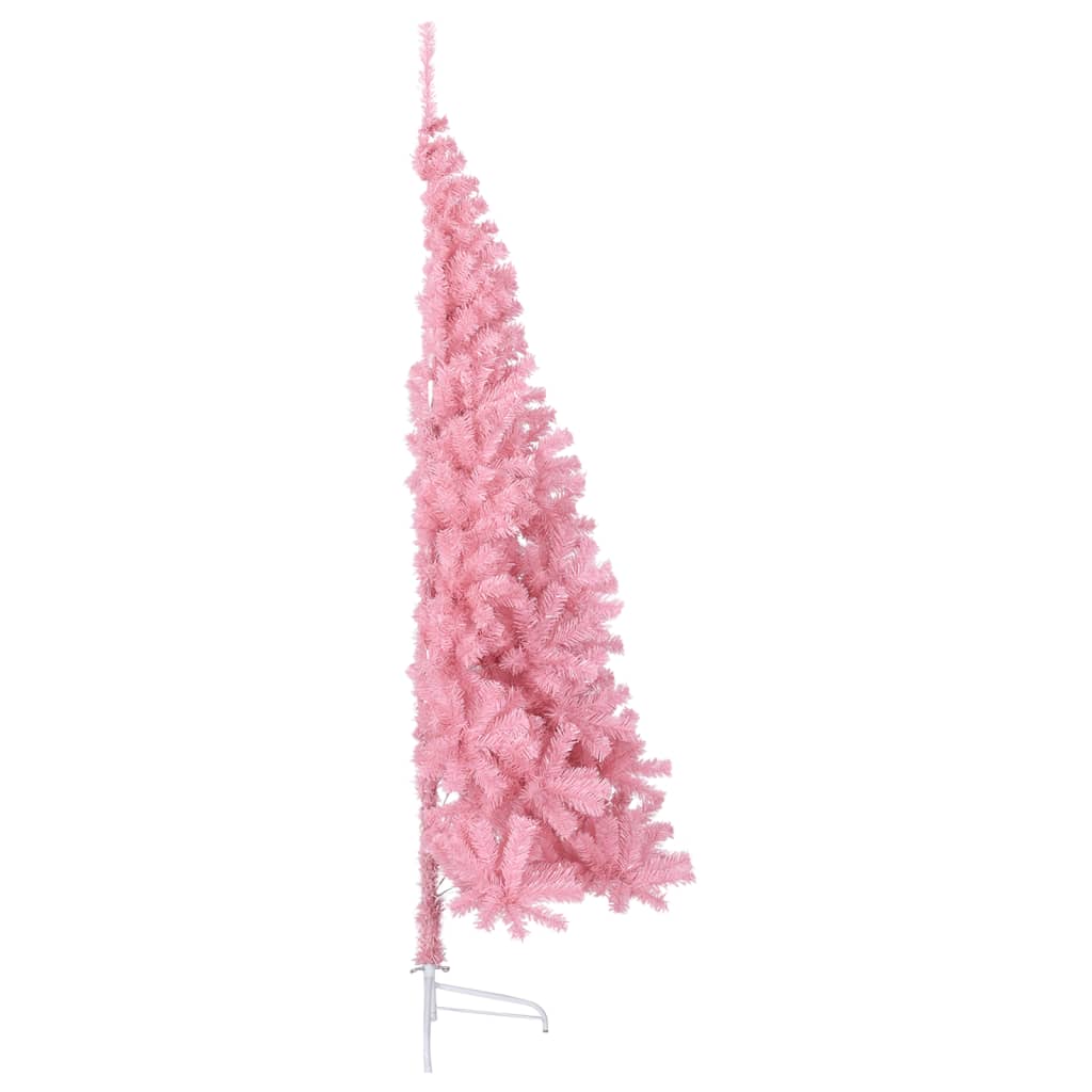 vidaXL mākslīgā Ziemassvētku egle ar statīvu, pusapaļa, 240 cm, rozā
