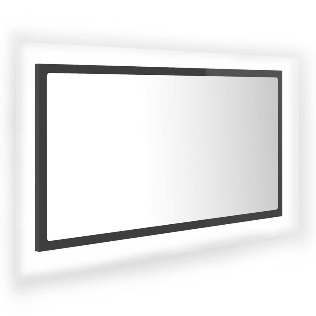 vidaXL vannasistabas spogulis, LED, spīdīgi pelēks, 80x8,5x37 cm