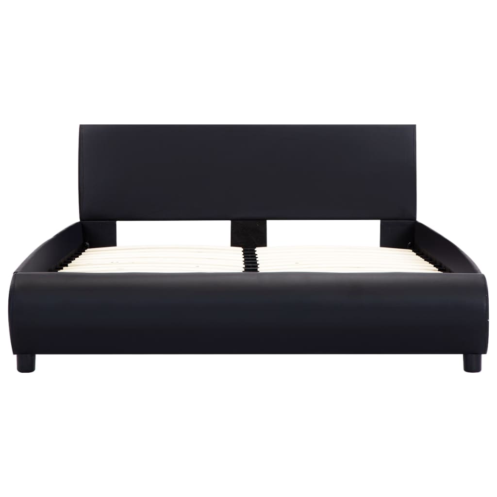 vidaXL gultas rāmis ar LED, melna mākslīgā āda, 120x200 cm