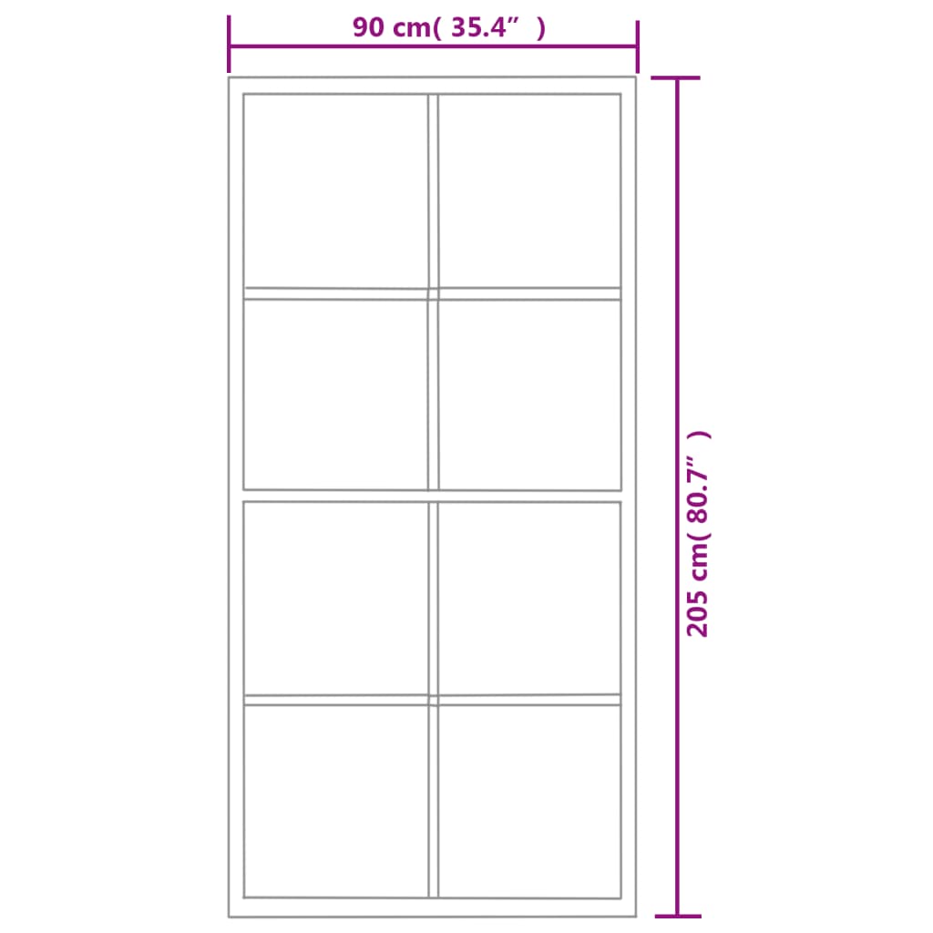vidaXL bīdāmās durvis, alumīnijs un ESG stikls, 90x205 cm
