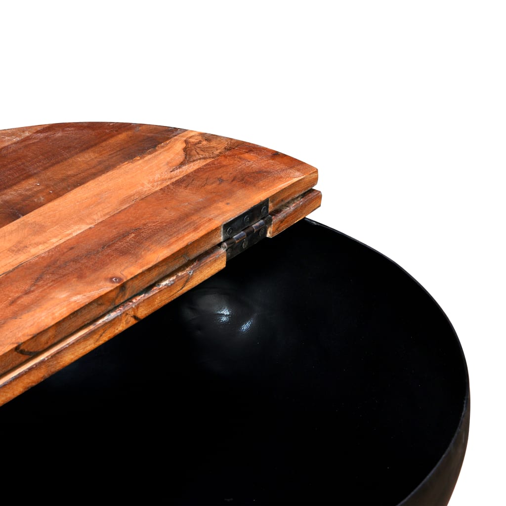 vidaXL kafijas galdiņi, 2 gab., pārstrādāts koks, melnas bļodas forma