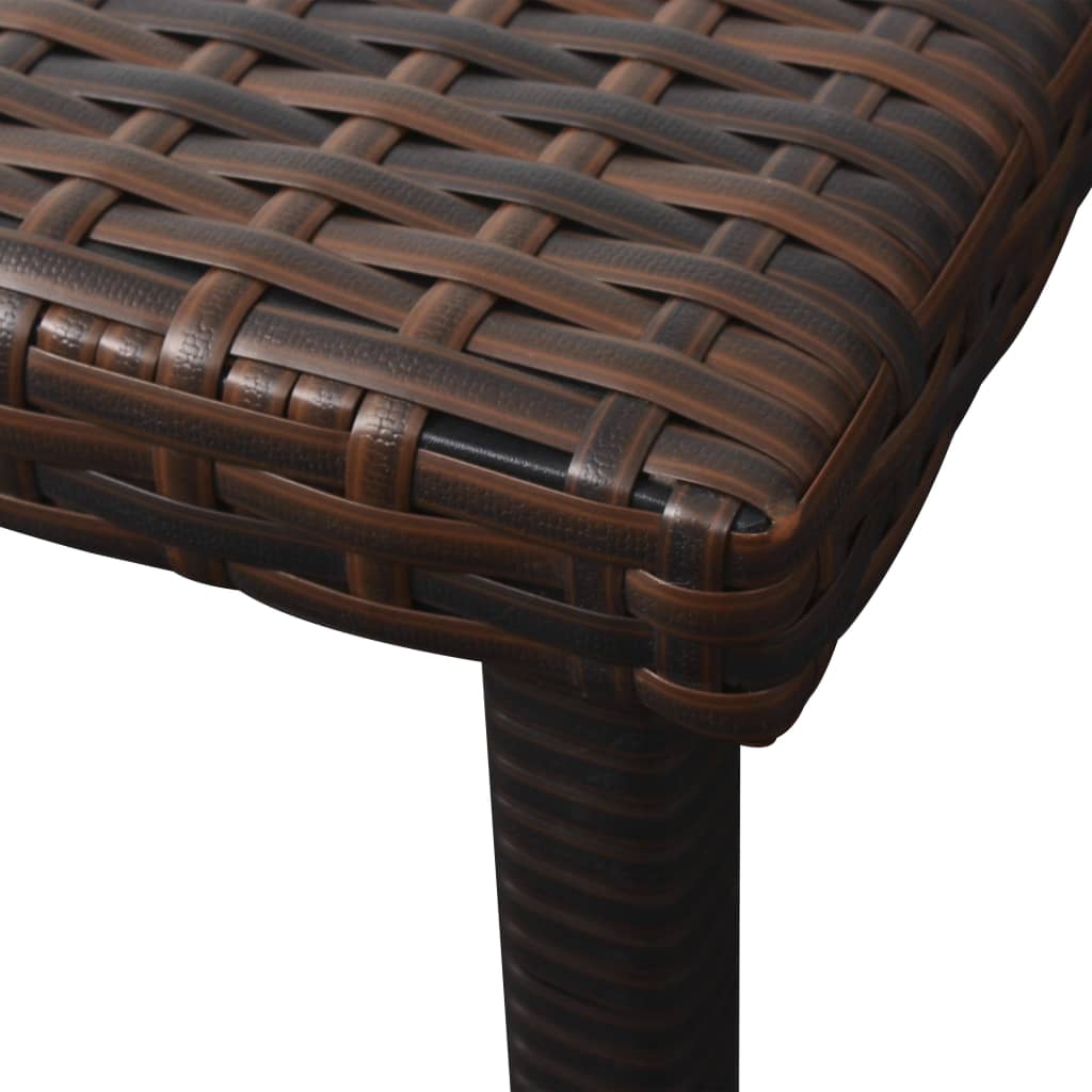 vidaXL sauļošanās zvilnis ar matraci un galdu, brūna PE rotangpalma