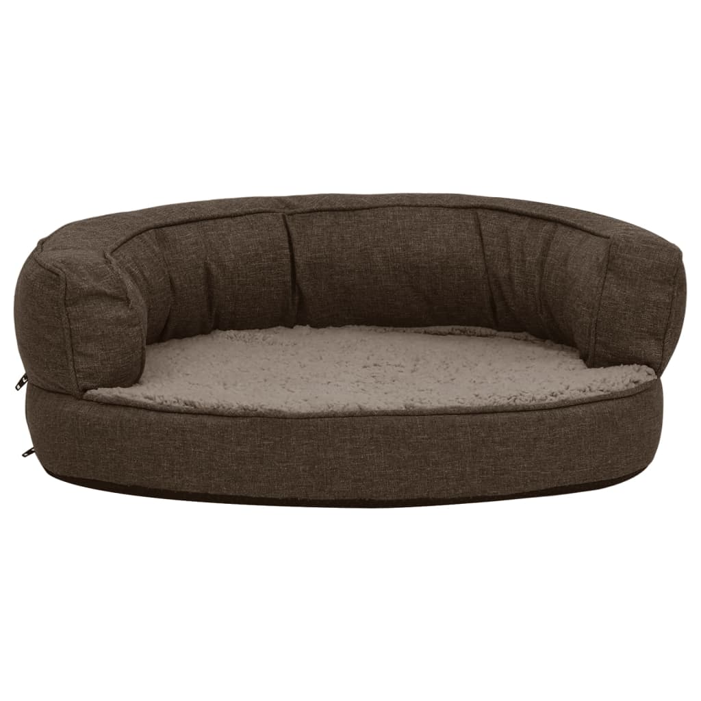 vidaXL ergonomiska suņu gulta, 60x42 cm, lina dizains, brūna