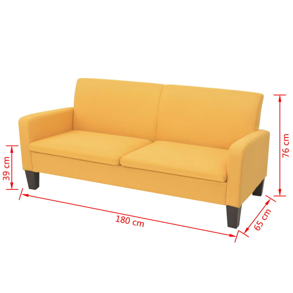 vidaXL dīvāns, trīsvietīgs, 180x65x76 cm, dzeltens