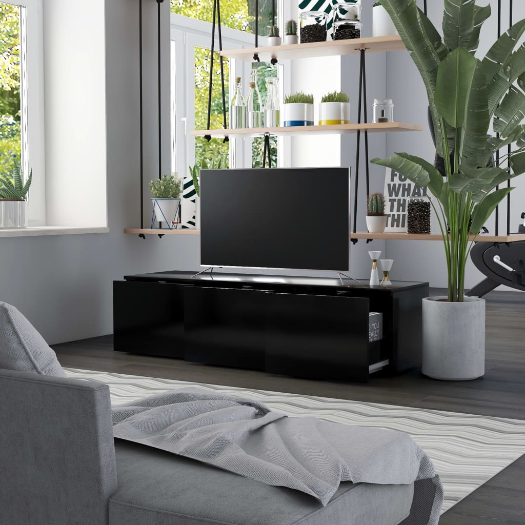 vidaXL TV skapītis, melns, 120x34x30 cm, skaidu plāksne