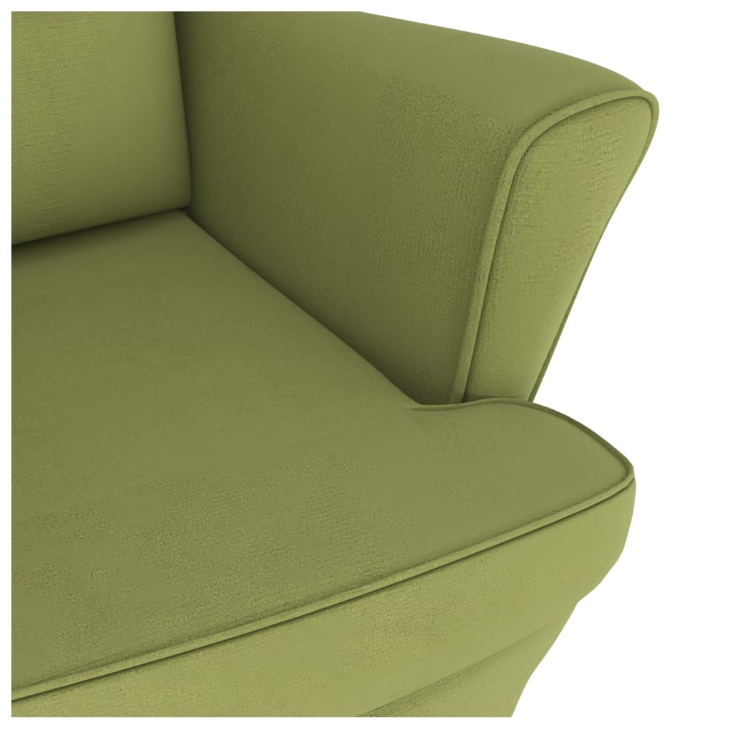 vidaXL šūpuļkrēsls, masīva gumijkoka kājas, gaiši zaļš samts