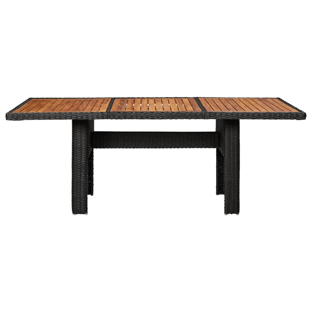 vidaXL dārza galds, 200x100x74 cm, melna PE rotangpalma