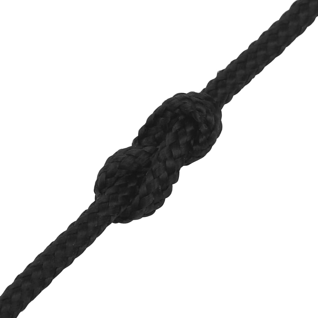 vidaXL laivu virve, melna, 2 mm, 25 m, polipropilēns