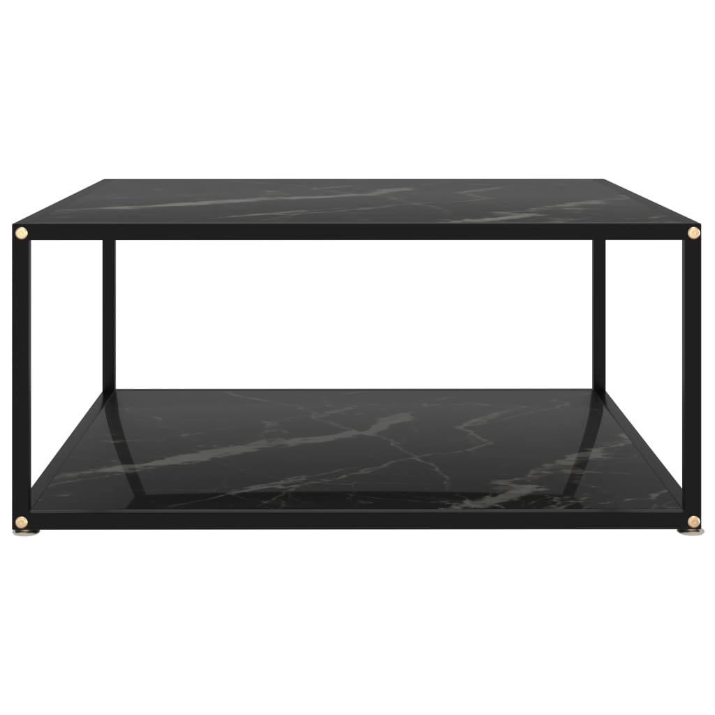 vidaXL kafijas galdiņš, 80x80x35 cm, melns, rūdīts stikls