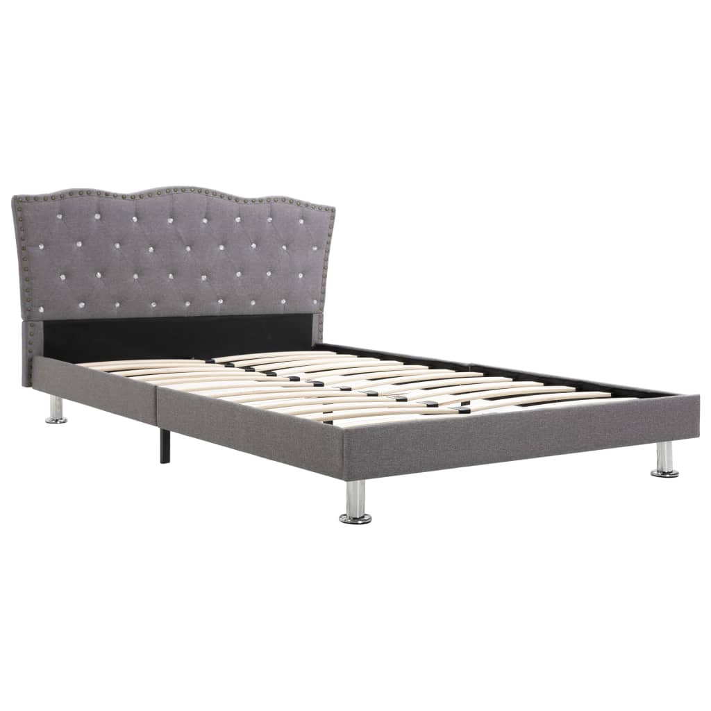 vidaXL gulta ar matraci, 120x200cm, gaiši pelēks audums