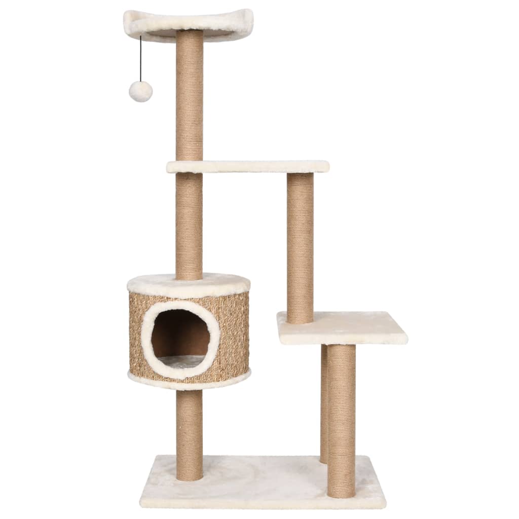 vidaXL kaķu māja ar stabiem nagu asināšanai, 123 cm, jūraszāles