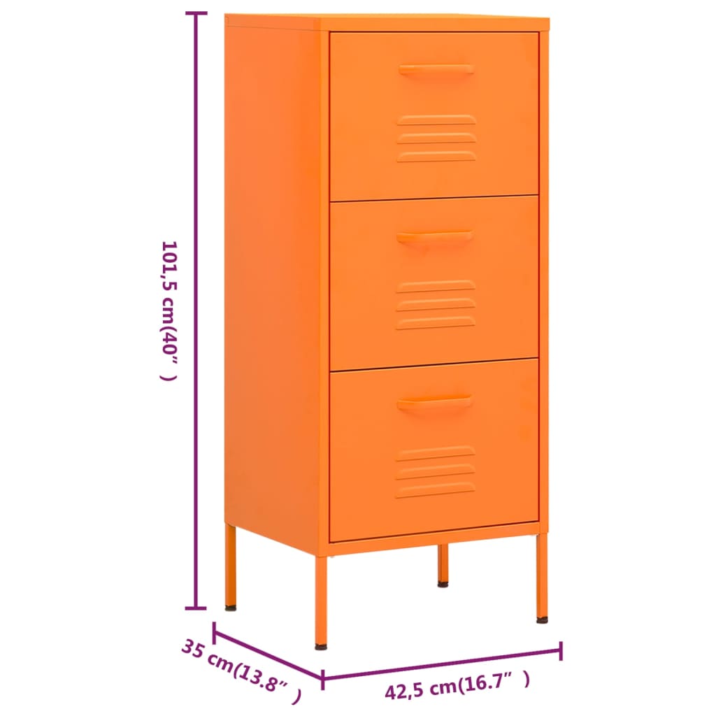 vidaXL skapītis, 42,5x35x101,5 cm, tērauds, oranžs