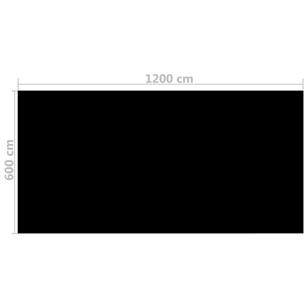 vidaXL baseina pārklājs, 1200x600 cm, četrstūra, PE, melns