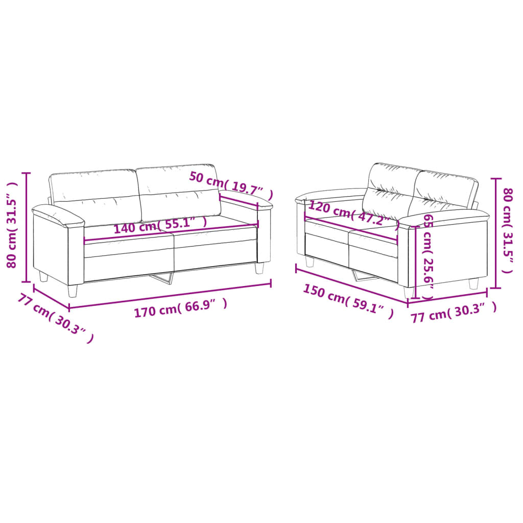 vidaXL divdaļīgs dīvānu komplekts, kapučīno krāsas mākslīgā āda