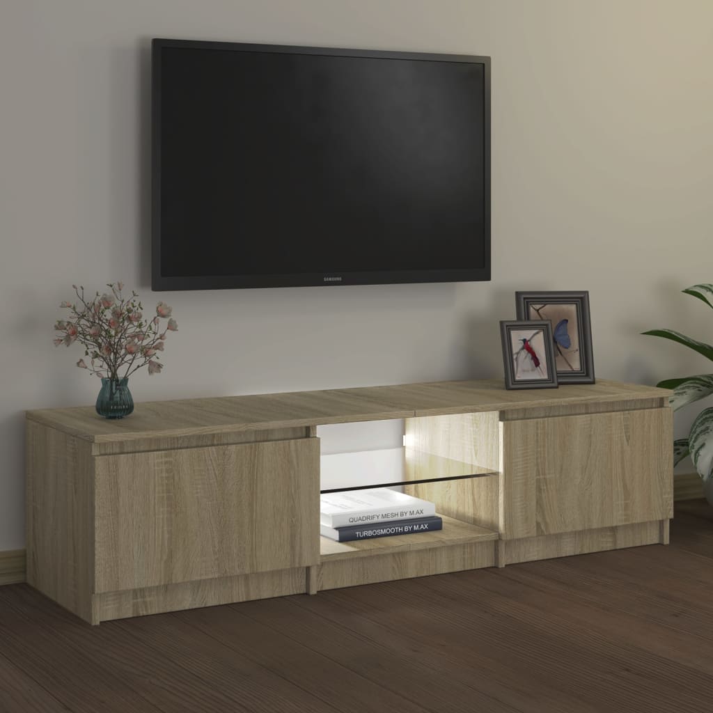 vidaXL TV skapītis ar LED lampiņām, ozolkoka krāsa, 140x40x35,5 cm