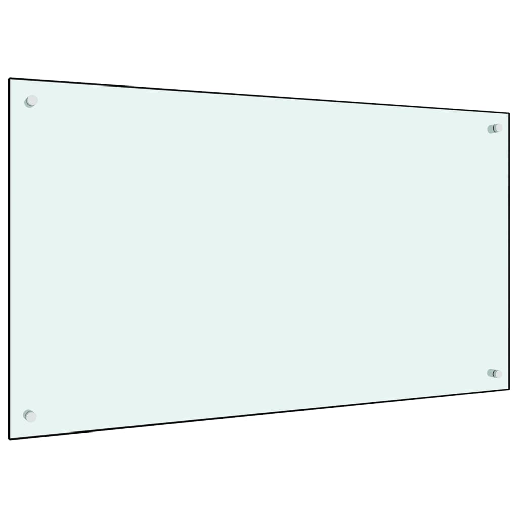 vidaXL virtuves sienas panelis, 100x60 cm, rūdīts stikls, balts