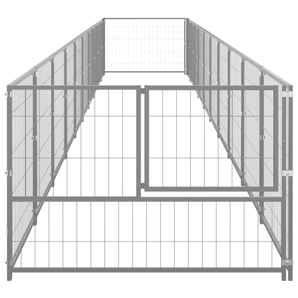 vidaXL suņu voljērs, sudraba krāsa, 10 m², tērauds