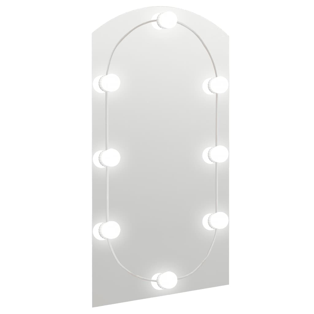 vidaXL spogulis ar LED gaismām, 90x45 cm, stikls, arkas forma