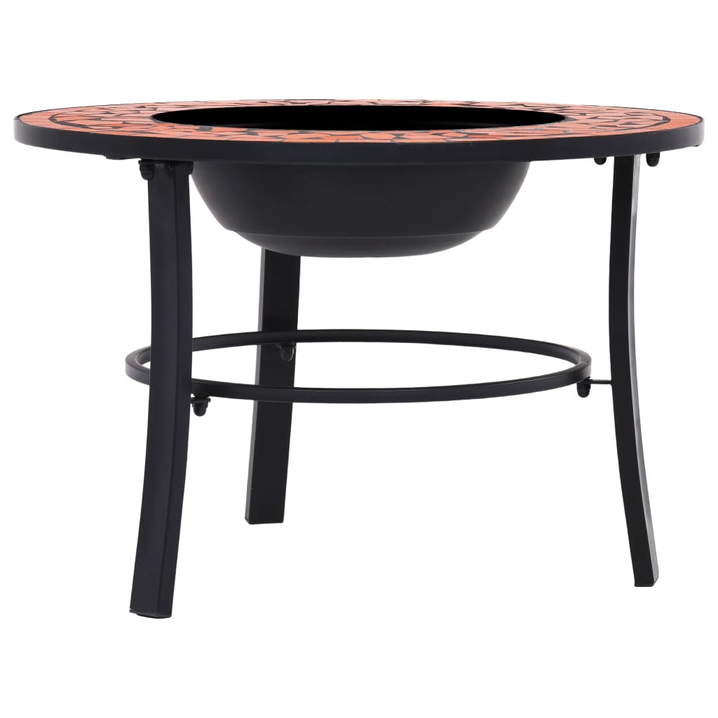vidaXL ugunskura vietas galds, mozaīka, 68 cm, sarkanbrūns, keramika