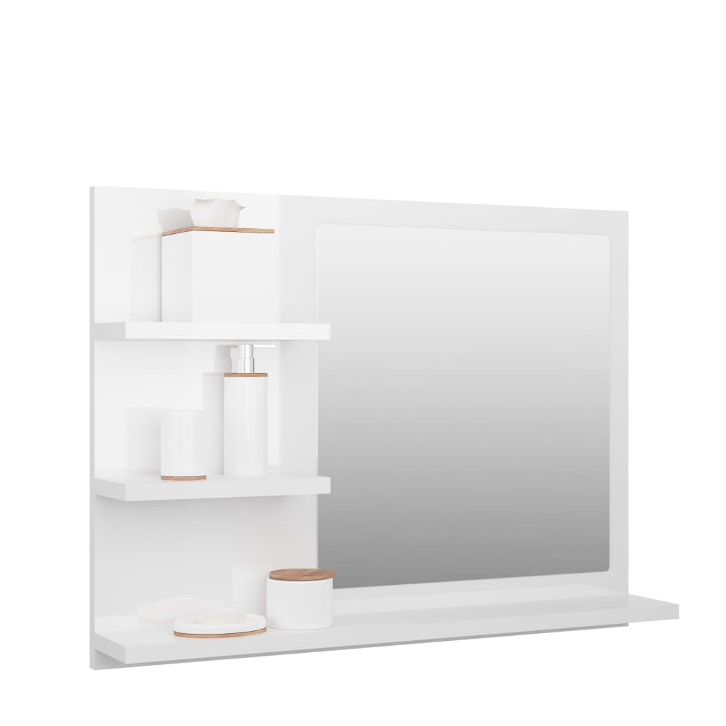 vidaXL vannasistabas spogulis, spīdīgi balts, 60x10,5x45 cm