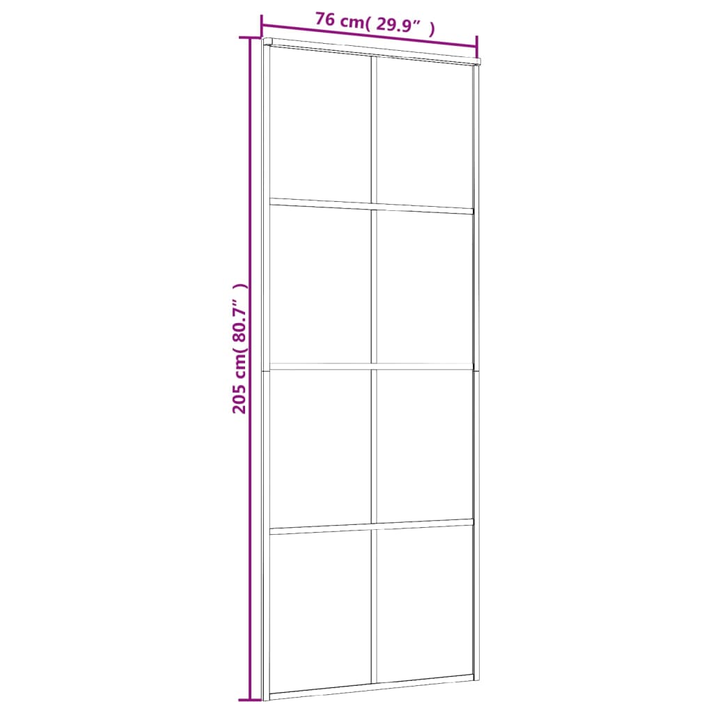 vidaXL bīdāmās durvis, melnas, 76x205 cm, ESG stikls un alumīnijs