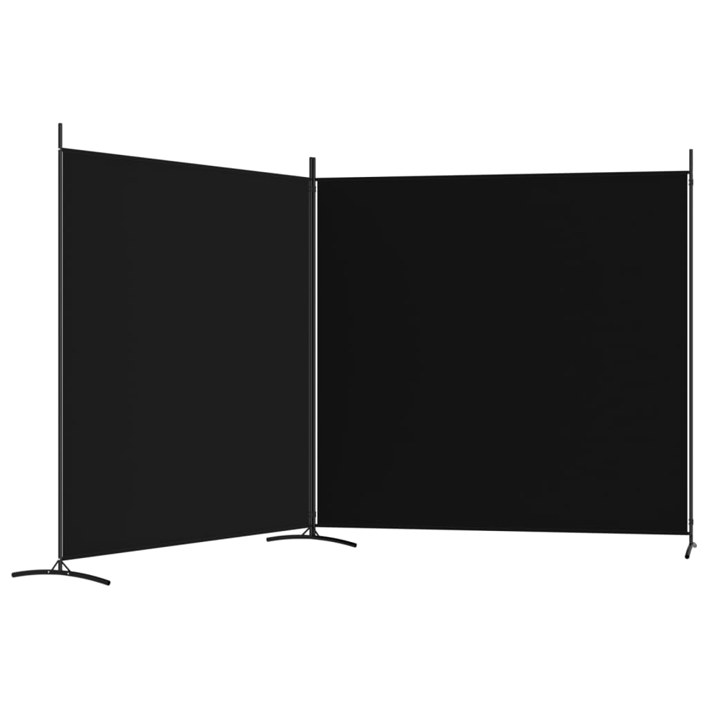 vidaXL 2-paneļu istabas aizslietnis, 348x180 cm, melns audums