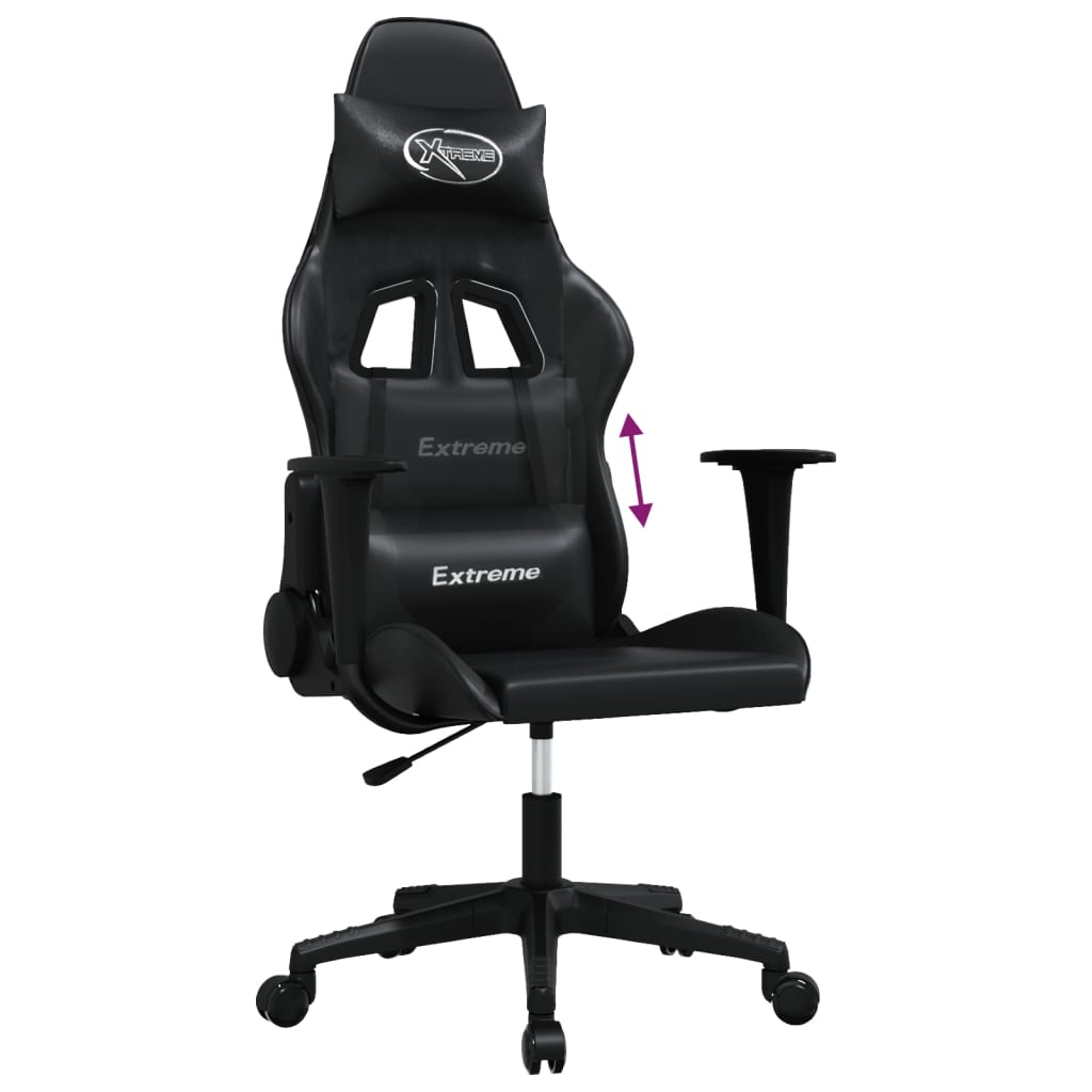 vidaXL datorspēļu krēsls, melna mākslīgā āda