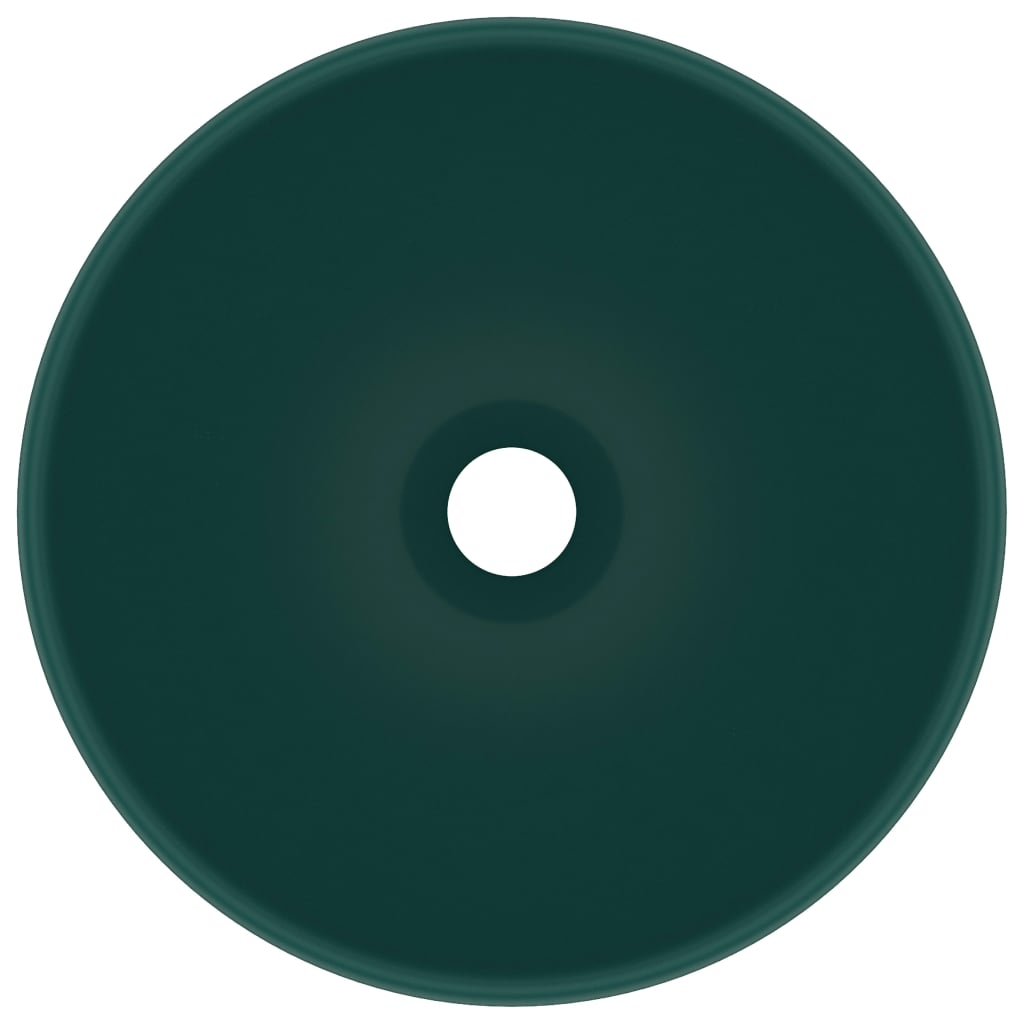 vidaXL izlietne, apaļa, 32,5x14 cm, matēta tumši zaļa keramika