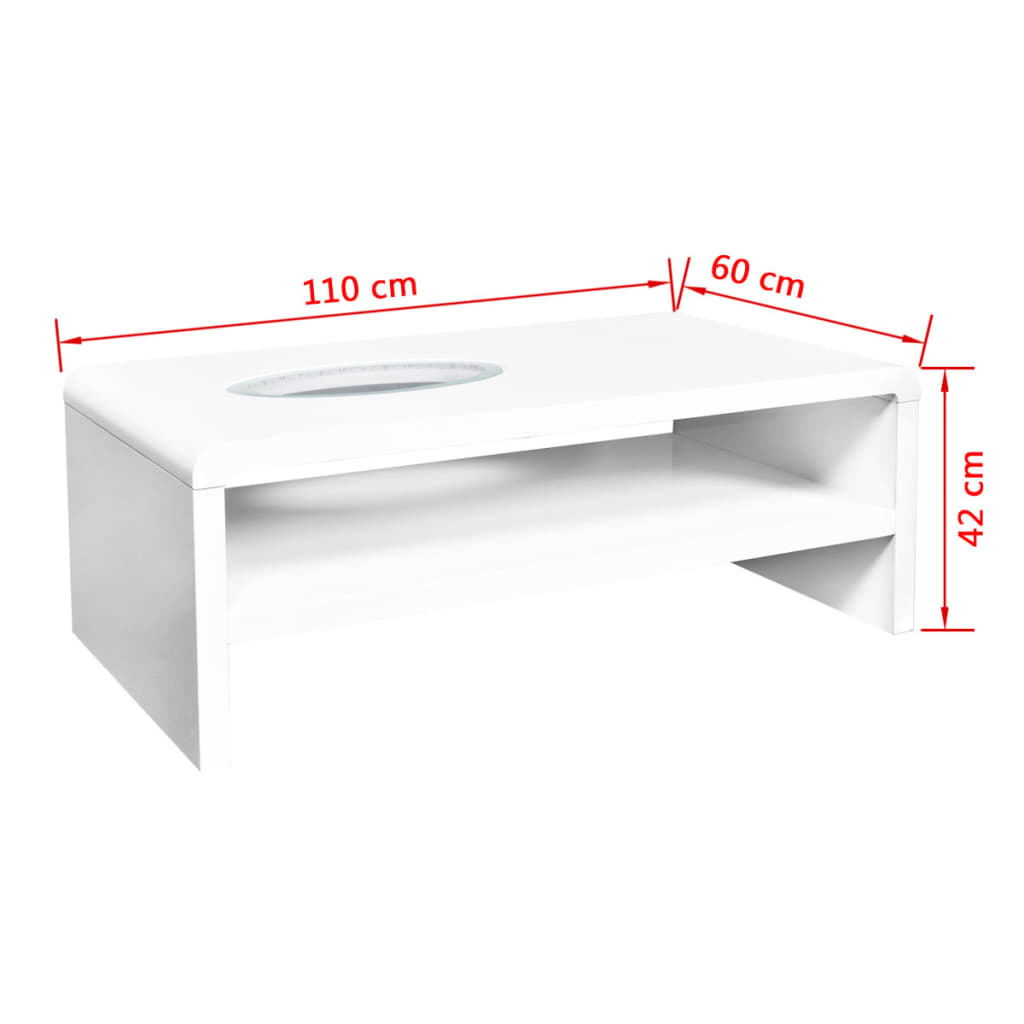 vidaXL kafijas galdiņš ar LED gaismām, spīdīgi balts
