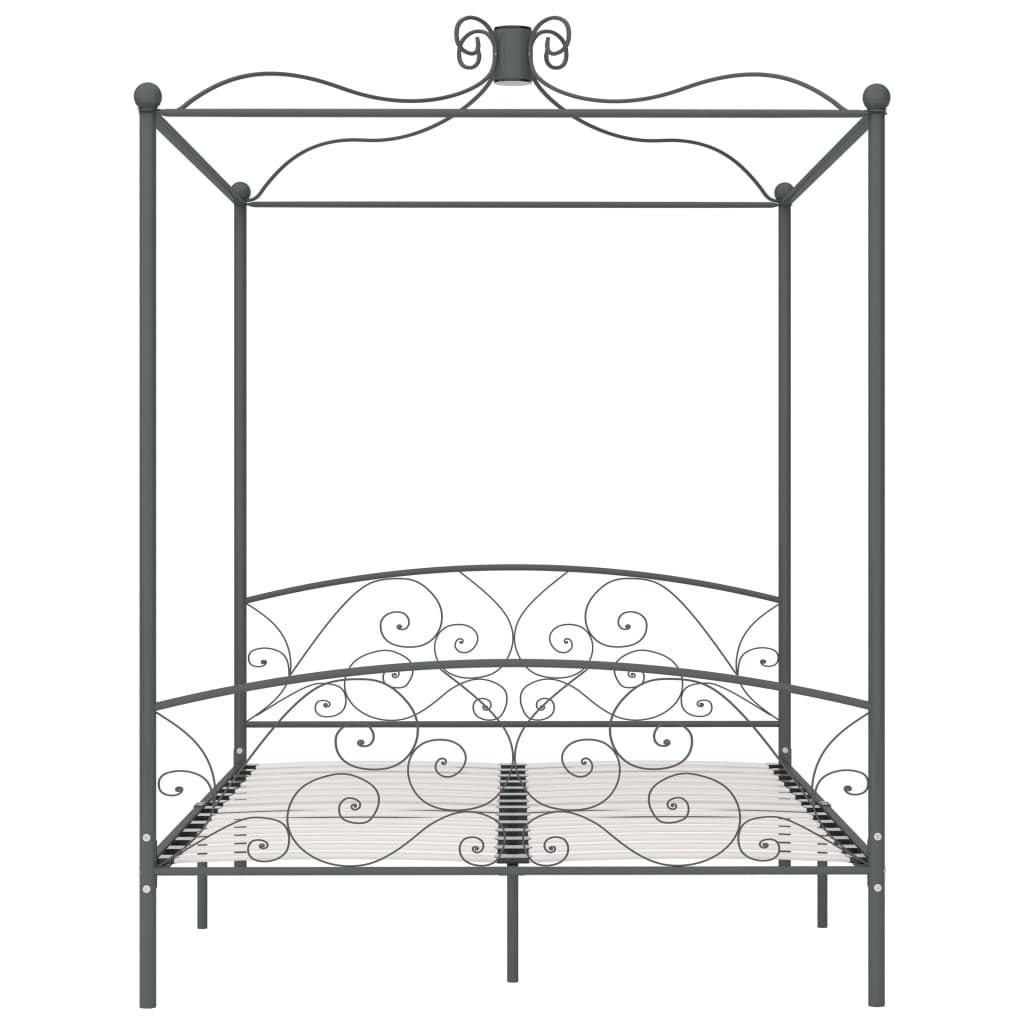 vidaXL gultas rāmis ar nojumi, pelēks, metāls, 180x200 cm