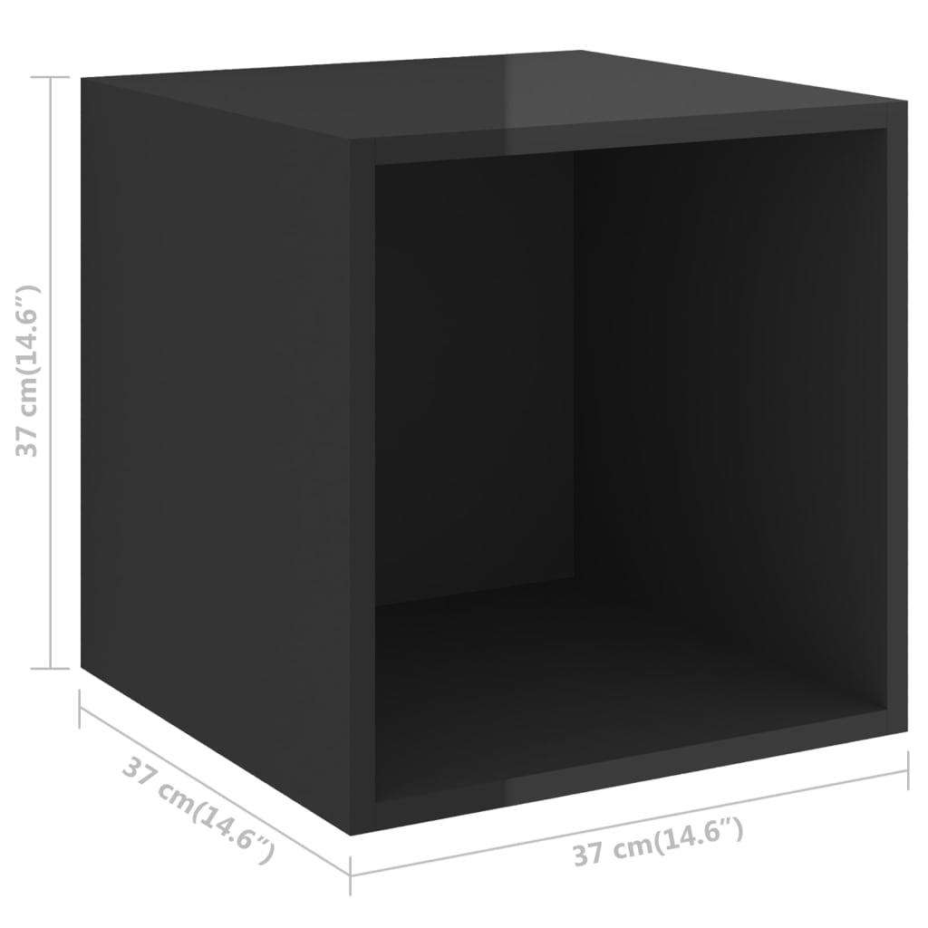vidaXL 4-daļīgs TV plauktu komplekts, spīdīgi melns, skaidu plāksne