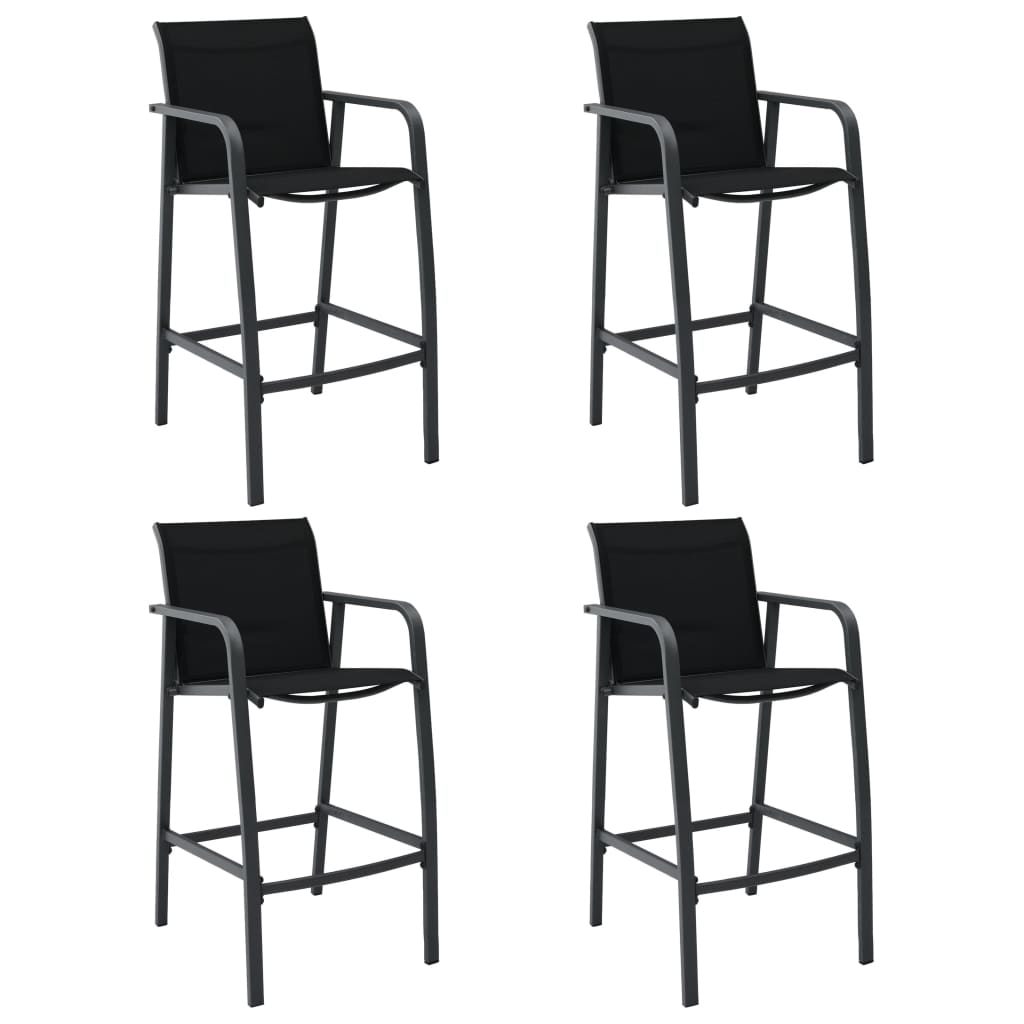vidaXL dārza bāra krēsli, 4 gab., melns tekstilēns