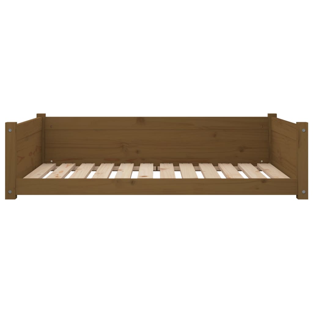 vidaXL suņu gulta, medus brūna, 105,5x75,5x28 cm, priedes masīvkoks
