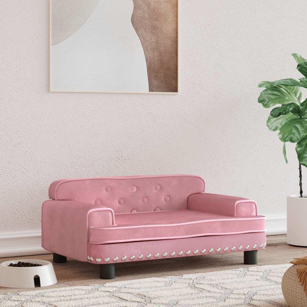 vidaXL gulta suņiem, rozā, 70x45x30 cm, samts