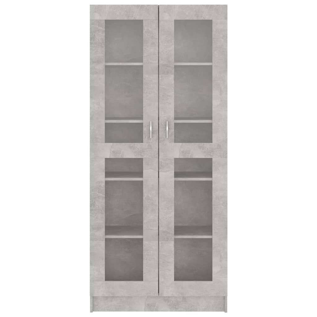 vidaXL vitrīna, betona pelēka, 82,5x30,5x185,5 cm, skaidu plāksne