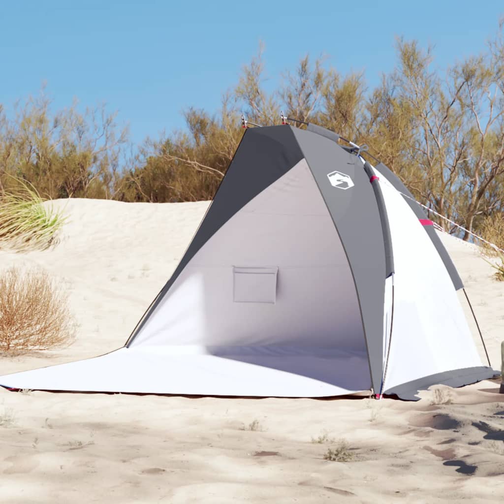 vidaXL pludmales telts, pelēka, 268x223x125 cm, 185T poliesters