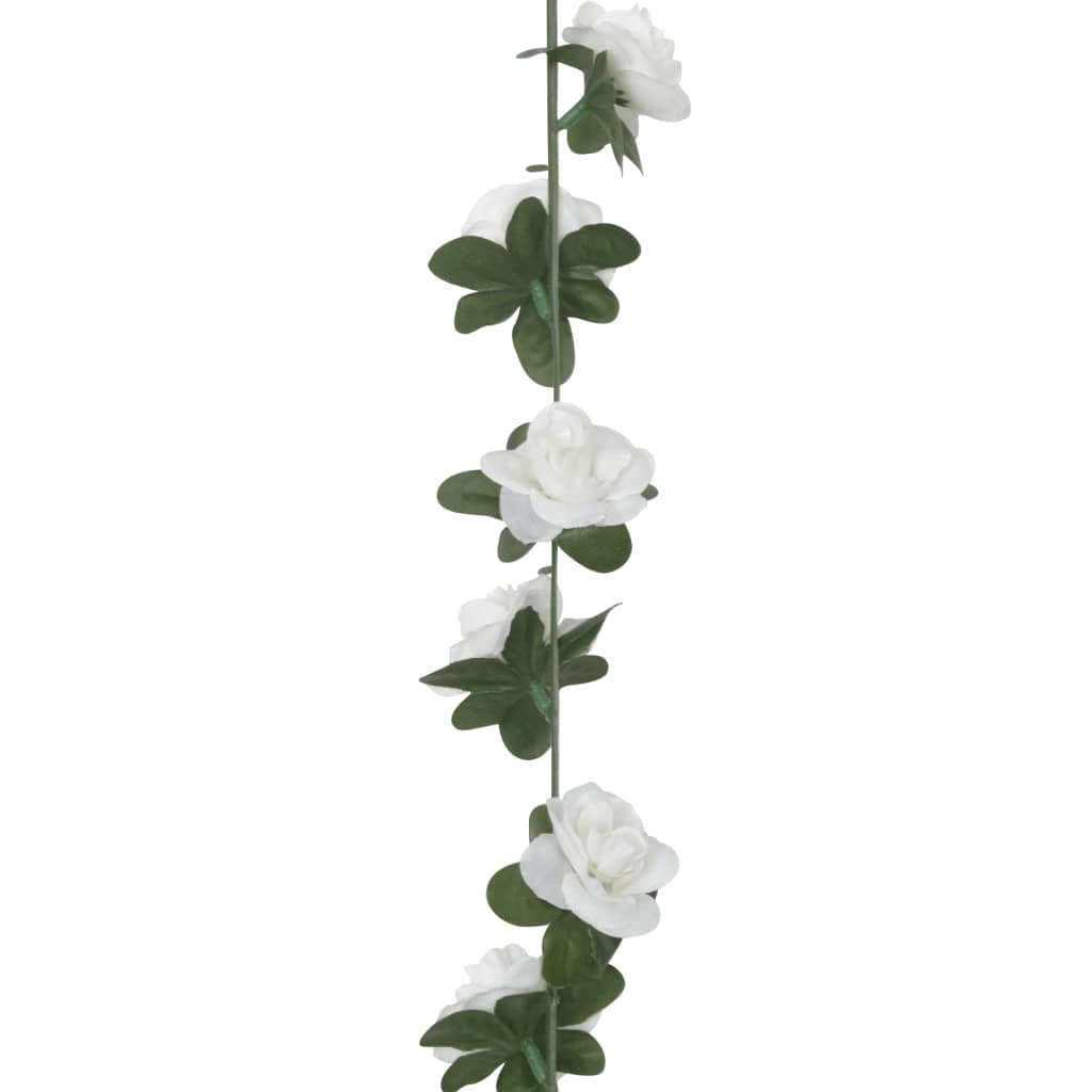 vidaXL mākslīgo ziedu vītnes, 6 gab., balts, 240 cm