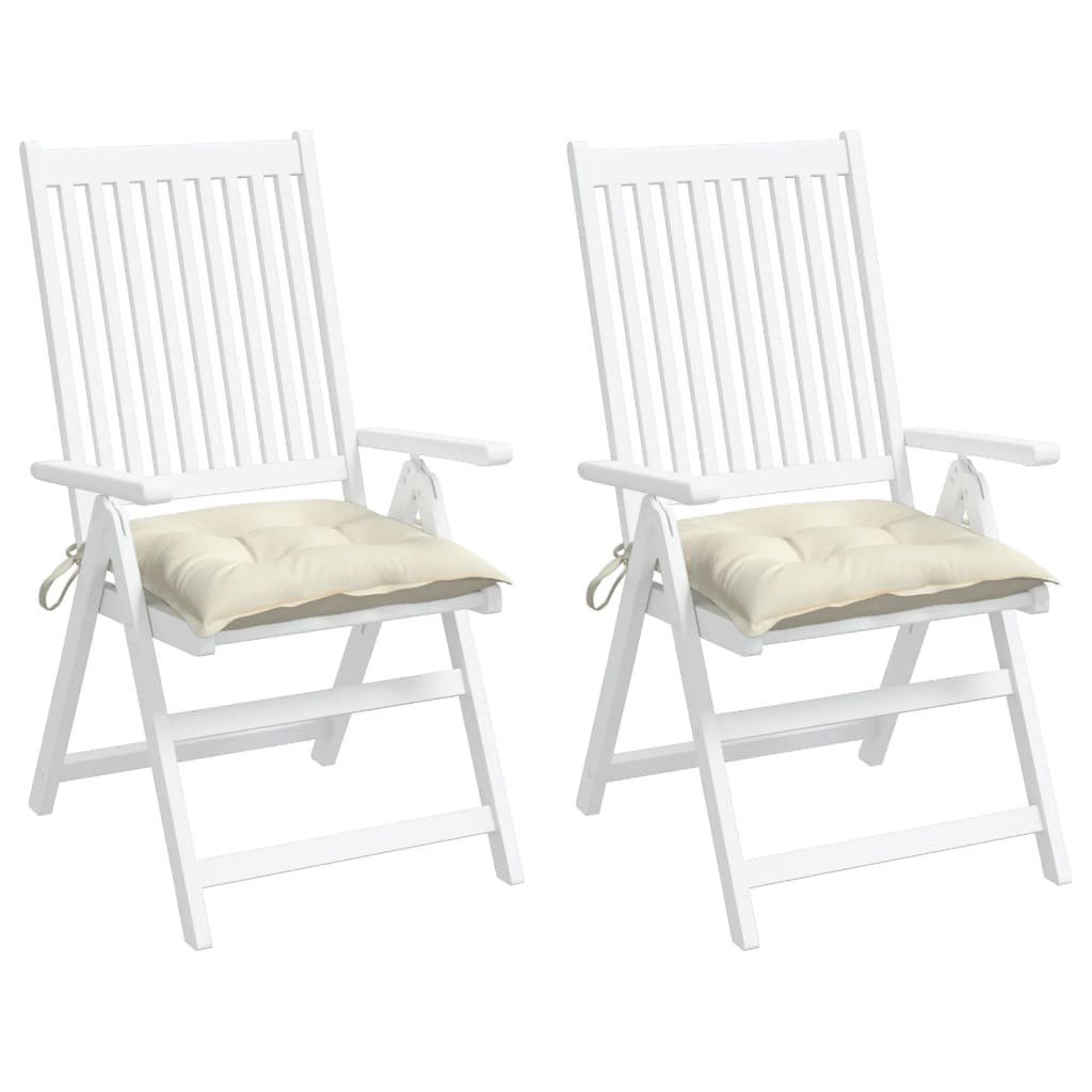 vidaXL dārza krēslu spilveni, 2 gab., krēmbalti, 40x40x7 cm, audums