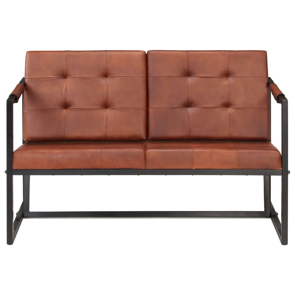vidaXL divvietīgs dīvāns, brūna dabīgā kazas āda