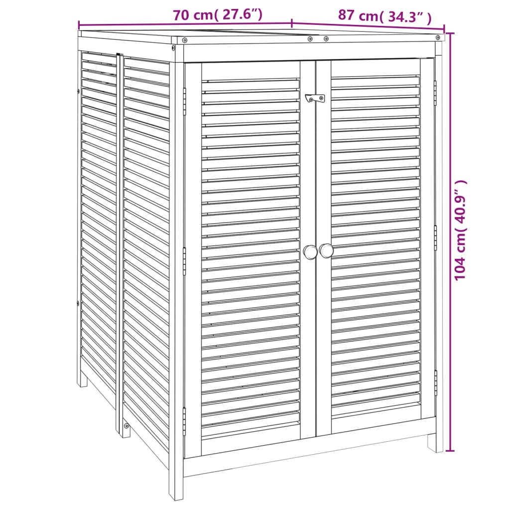 vidaXL dārza uzglabāšanas kaste, 70x87x104 cm, akācijas masīvkoks