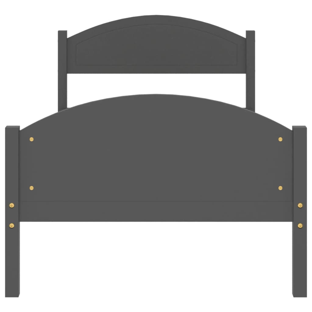 vidaXL gultas rāmis, tumši pelēks, priedes masīvkoks, 90x200 cm