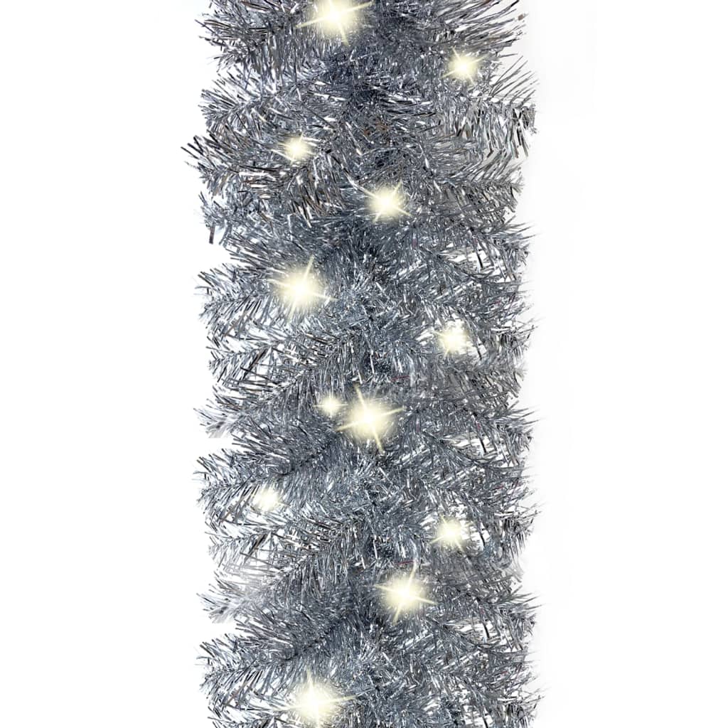 vidaXL Ziemassvētku vītne ar LED lampiņām, 5 m, sudrabaina
