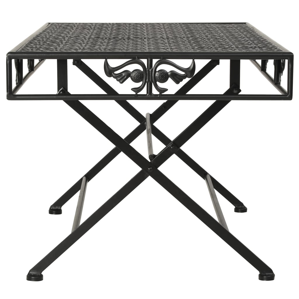 vidaXL saliekams kafijas galdiņš, 100x50x45 cm, melns metāls